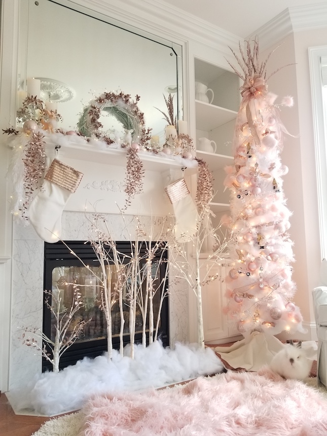 Michaels Dream Tree Challenge Image, pink decorations and white tree
